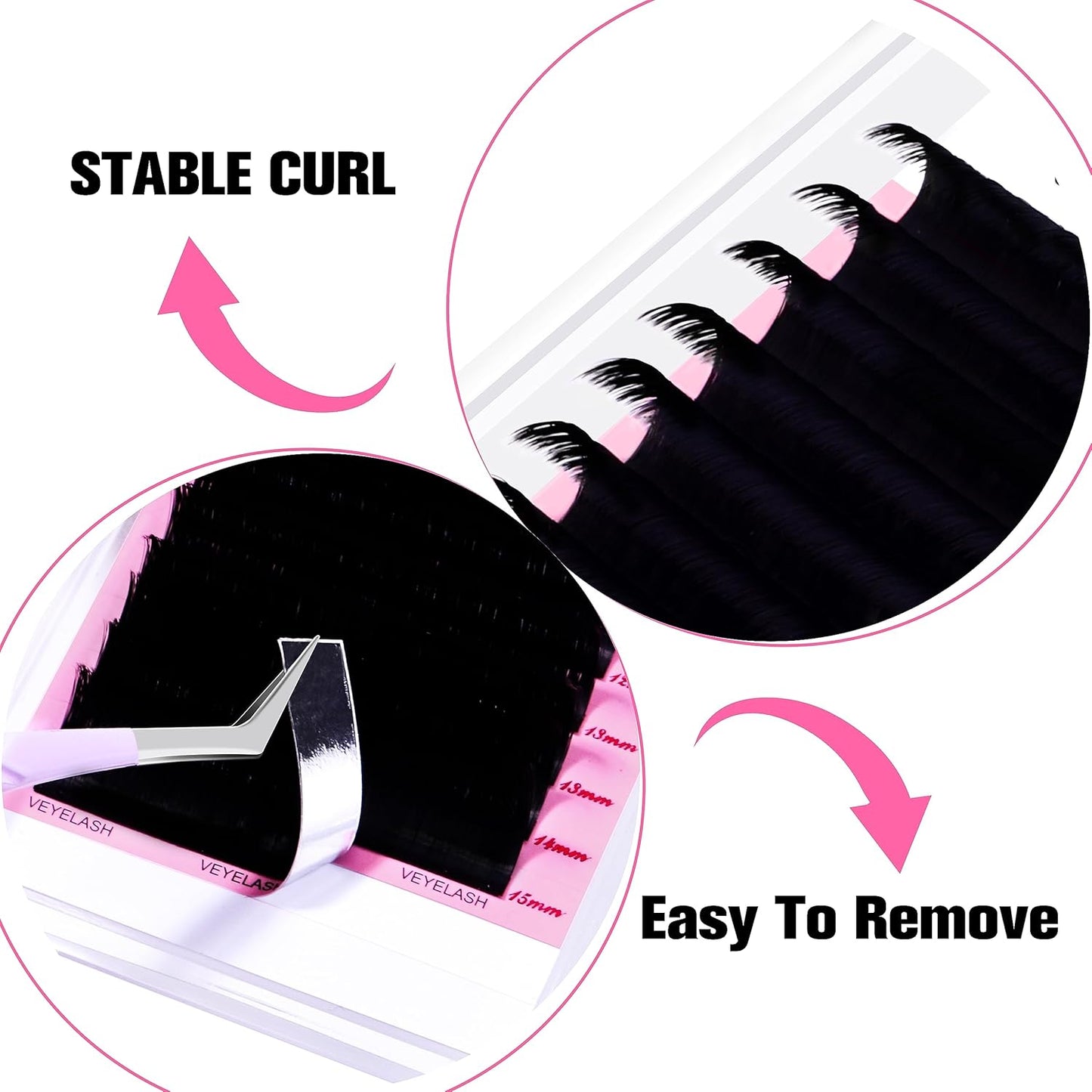 VEYES INC Cashmere Smart Fan Lash Extensions 0.03 0.05 0.07 C/CC/D Curl 8-20mm Mixed & Single Length, Super Matte Black Volume Lashes, Professional Supplies for Lash Techs (0.05 C 9mm)