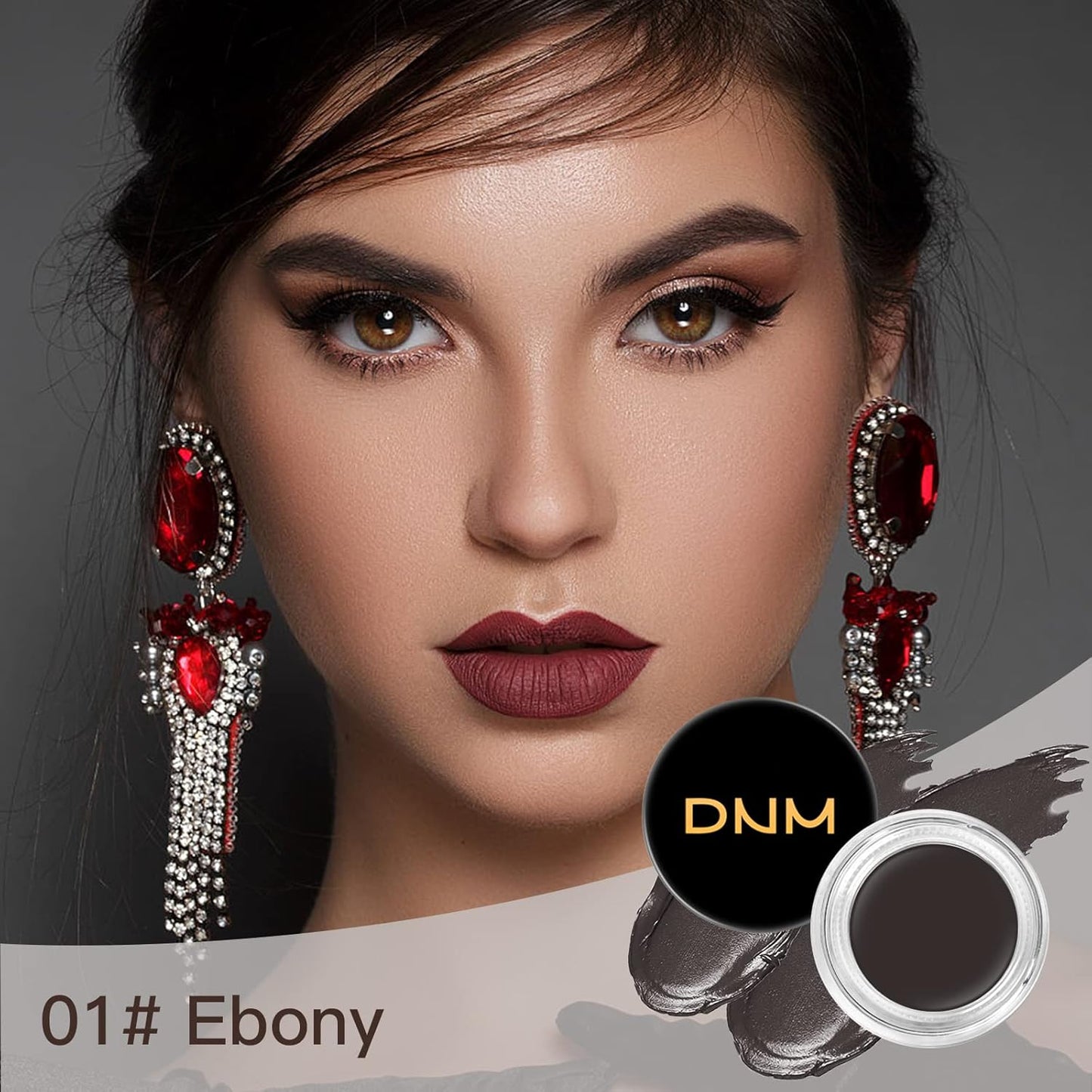 Eyebrow Pomade Kit with Dual-ended Eyebrow Brush, Water and Stain Resistant High Pigment Pomade, Corrects Brow Imperfections for Natural Long-lasting Brow Makeup (01# Ebony)