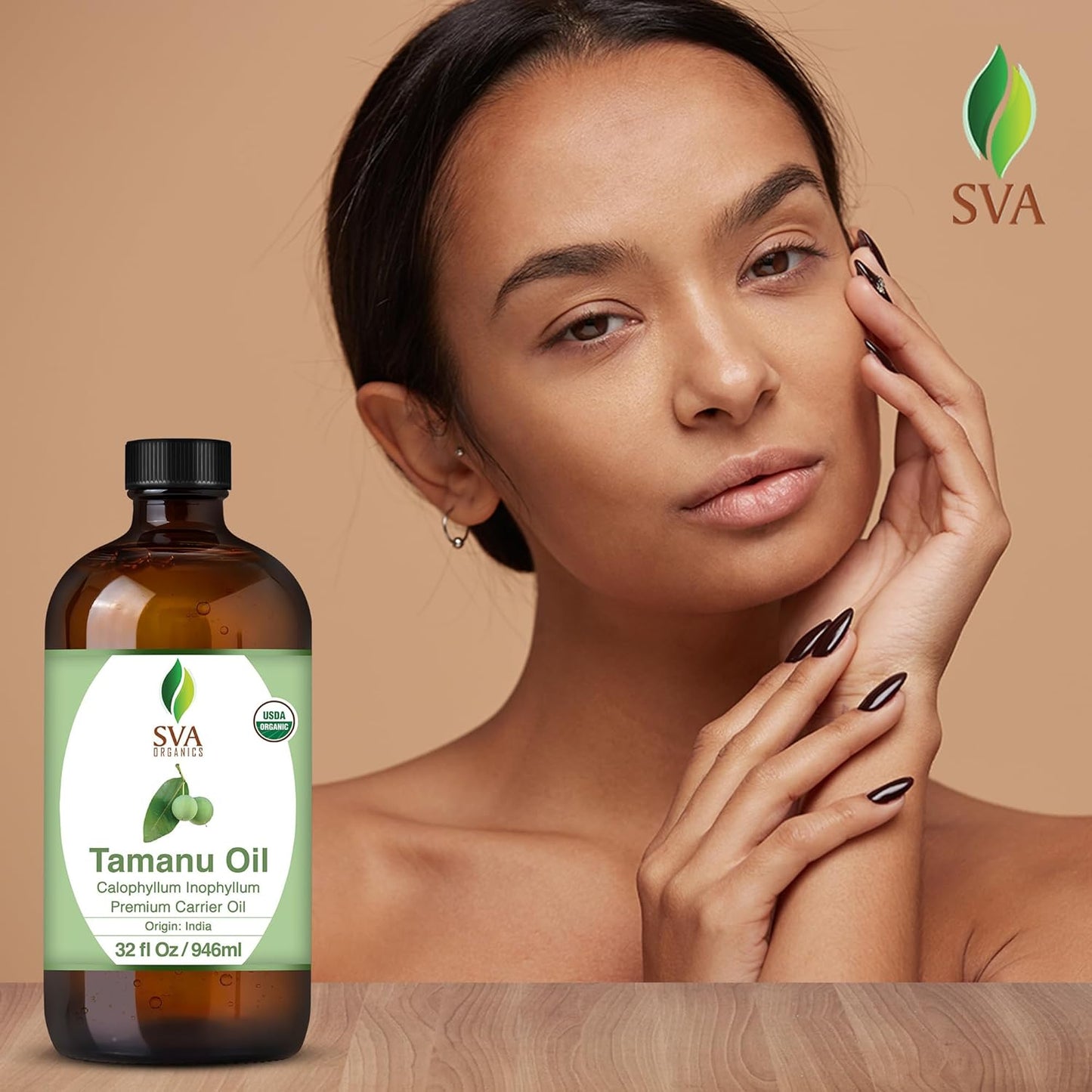 SVA Tamanu Seed Oil Organic - 32 Fl Oz – 100% Natural Cold Pressed Tamanu Oil - for Face, Skin Care, Hair Care, Scalp Massage & Body Massage – Carrier Oil