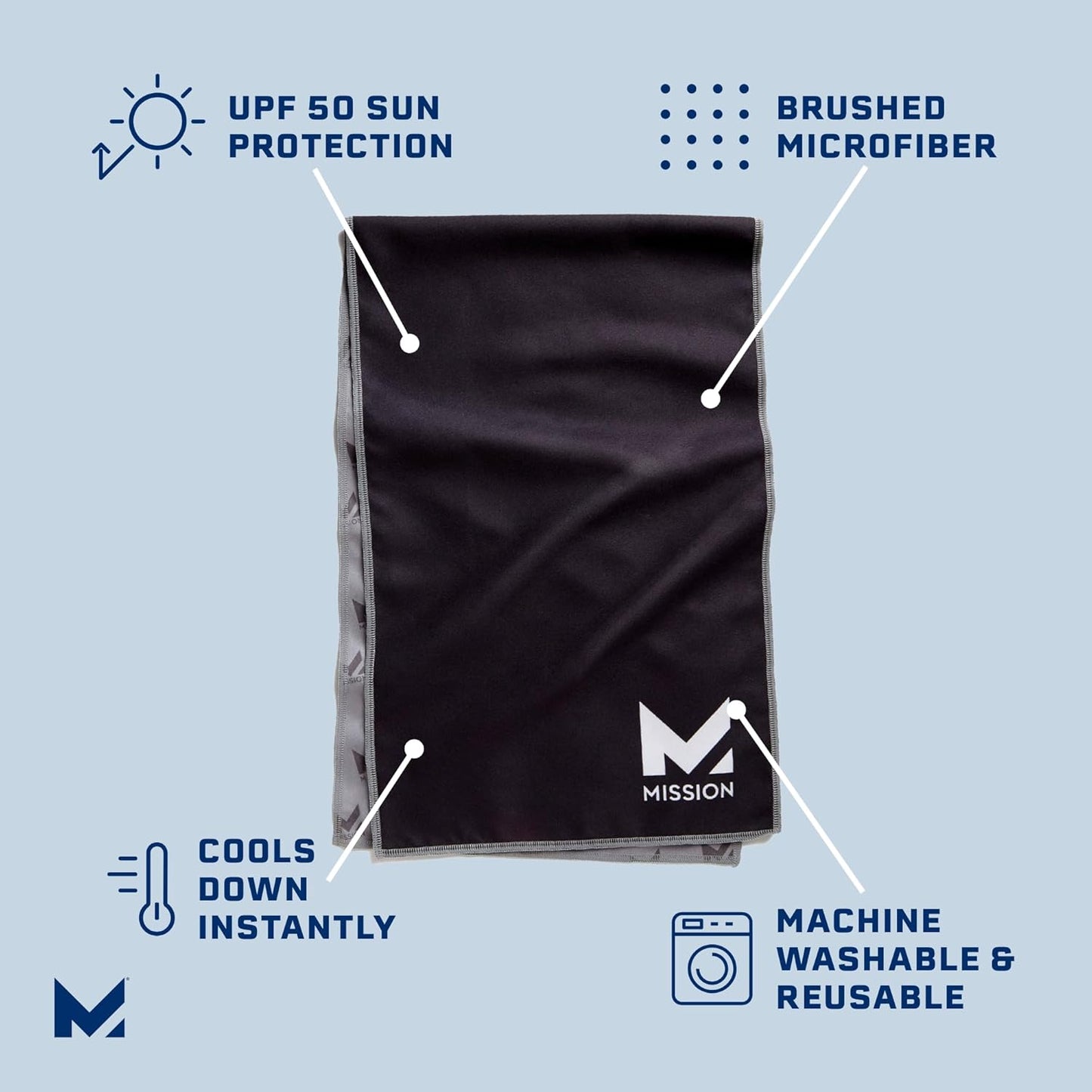 MISSION Original Cooling Towel - Soft, Durable Microfiber - Cools Up to 2 Hours - UPF 50 Sun Protection - Machine Washable