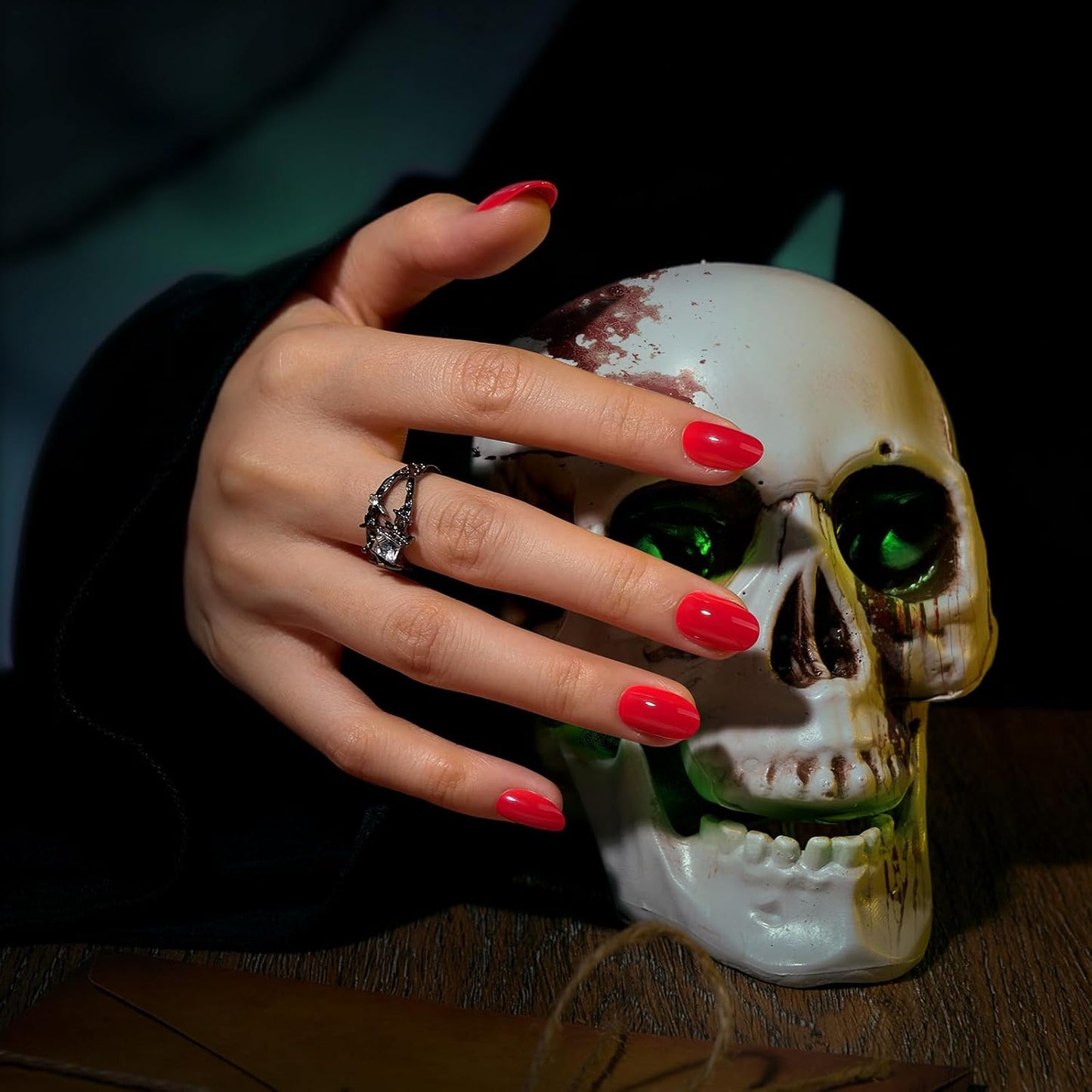 BTArtbox Press On Nails Short - Salmon Pink Press on Nails, Oval Fake Nails with Nail Glue, Reusable Glue On Nails in 16 Sizes Nail Kit, Tomato Tango