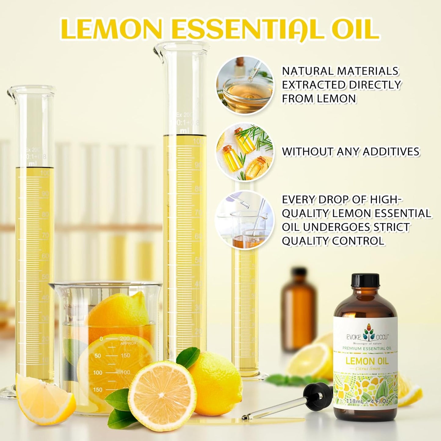 EVOKE OCCU Lemon Essential Oil for Cleansing Skin Home Diffuser Massage - 4 FL Oz