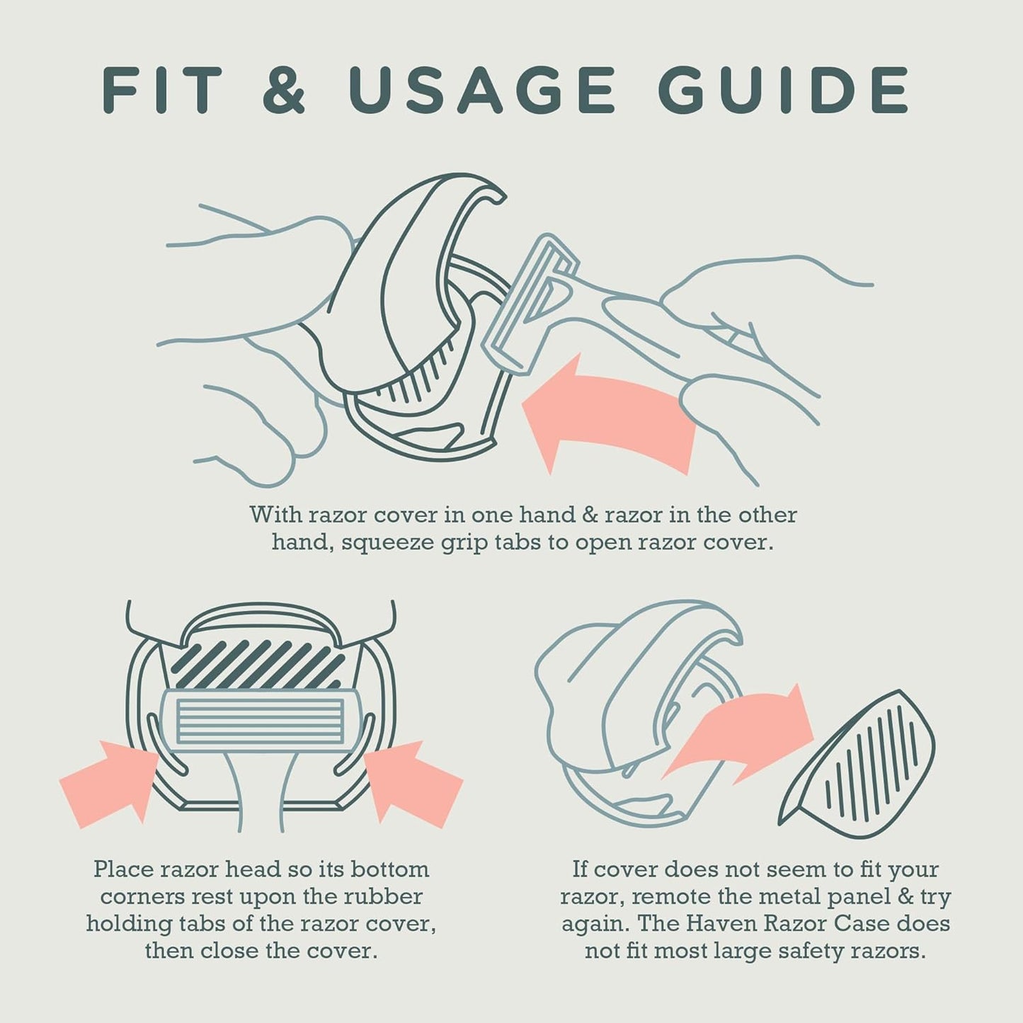 Haven Clip On Razor Protector for Men and Women - Premium Razor Covers Designed to Last - 2 pack (White and Coral)