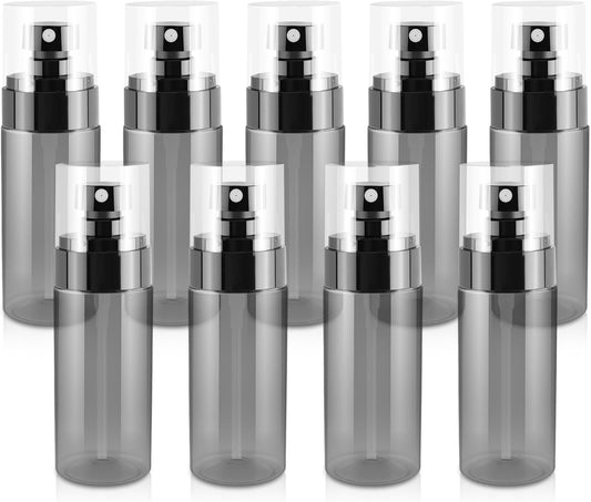 9Pack Small Spray Bottle, 2.7oz Black Plastic Fine Mist Mini Spray Bottles, Empty Refillable Travel Bottles for Hair, Cleaning, Salons, Planting, Skin Care