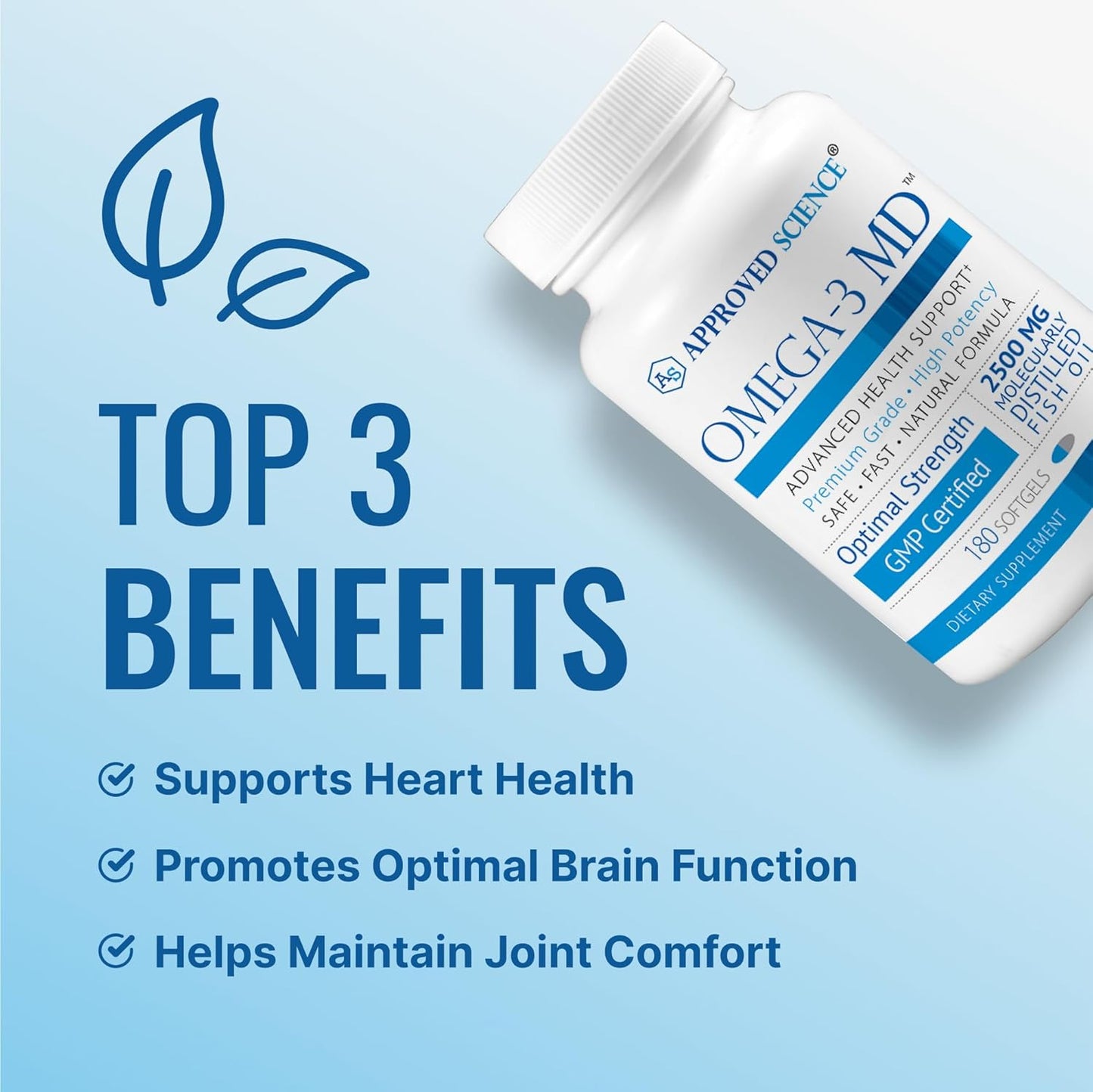 Omega-3MD - Fish Oil EPA & DHA - Improve Cognitive Health - 2 Bottles - 6 Month Supply