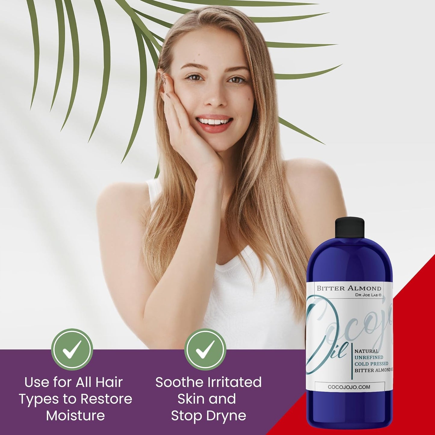 Dr Joe Lab Bitter Almond Oil - 32 oz - Pure Unrefined Cold Pressed Extra Virgin Non GMO All Natural, Vegan Bulk Carrier Oil Perfect for Body Hair Face Skin Nails Facial Hair DIY Cosmetics