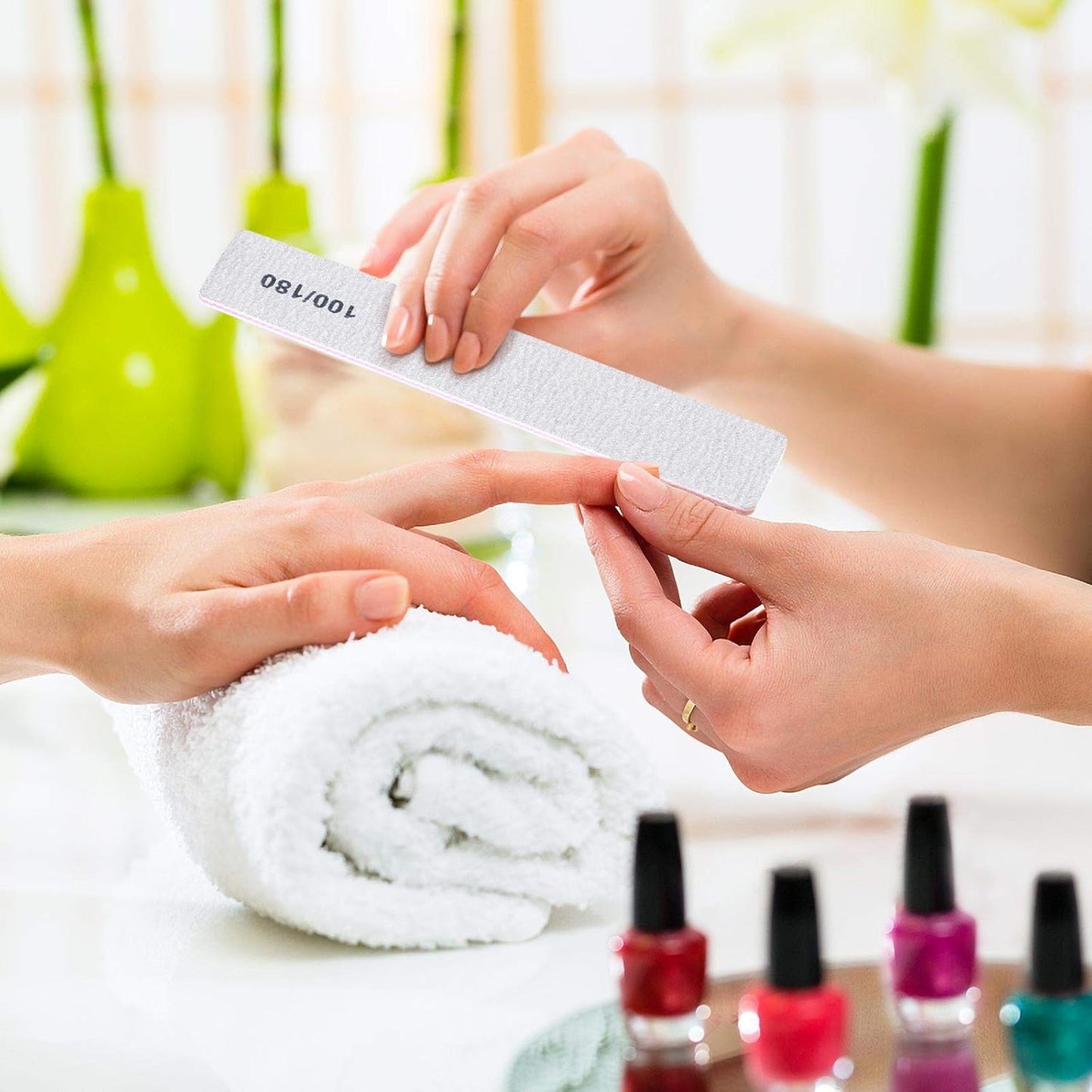 100 Pack Nail Files for Acrylic Nails 100/180 Grit Double Sides Emery Boards Professional Nail Buffering Files