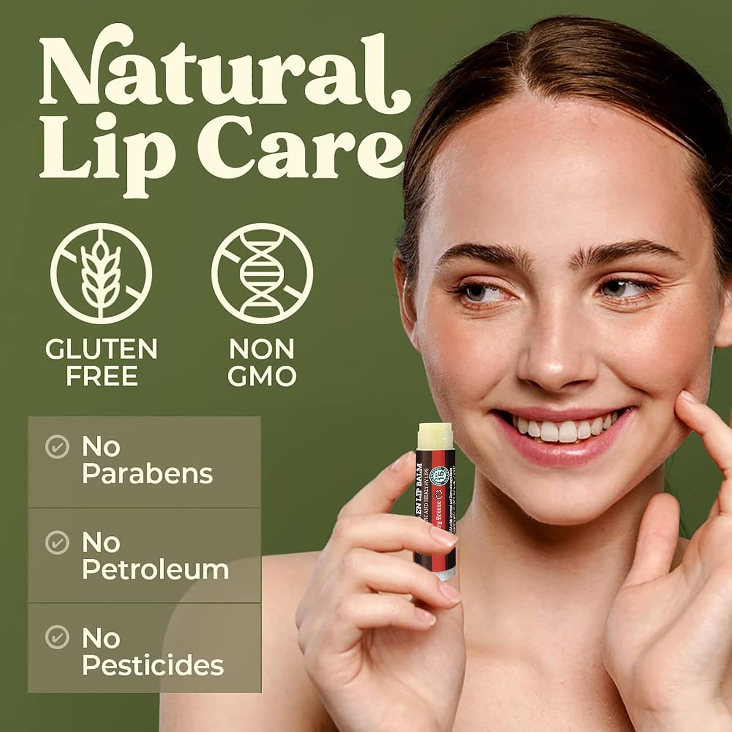 Earth's Daughter SPF Lip Balm 4-Pack Strawberry Flavor - Lip Sunscreen, SPF 15, Organic Ingredients, Beeswax, Coconut Oil, Vitamin E - Hypoallergenic, Paraben Free, Gluten Free