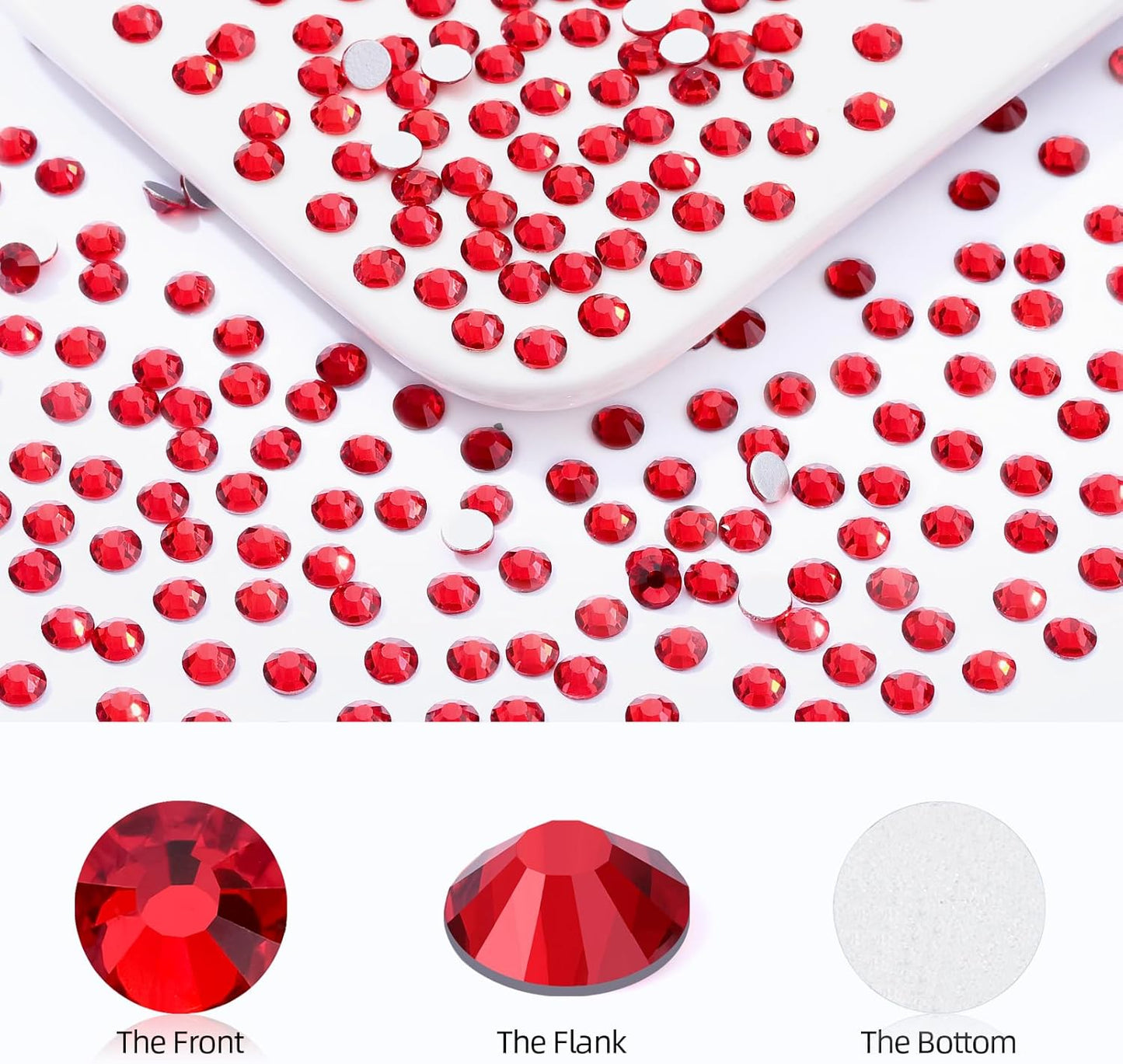 Light Siam Flatback Rhinestones, Glass Rhinestones for Nail Art and Craft, Glue Fix, Loose Crystal Gemstones(Red, SS20, 1440pcs, 4.6-4.8mm)