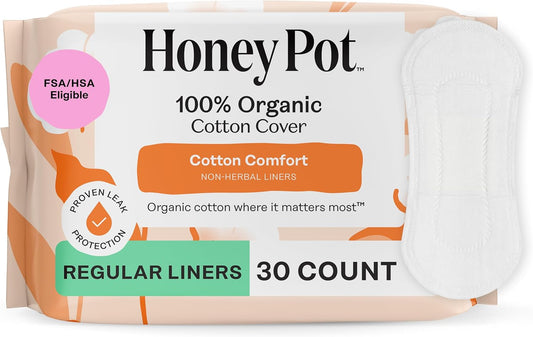 The Honey Pot Company - Non-Herbal Everyday Panty Liners for Women - Organic Cotton Cover & Ultra-Absorbent Pulp Core - Sanitary Pads - Feminine Care - 30 ct