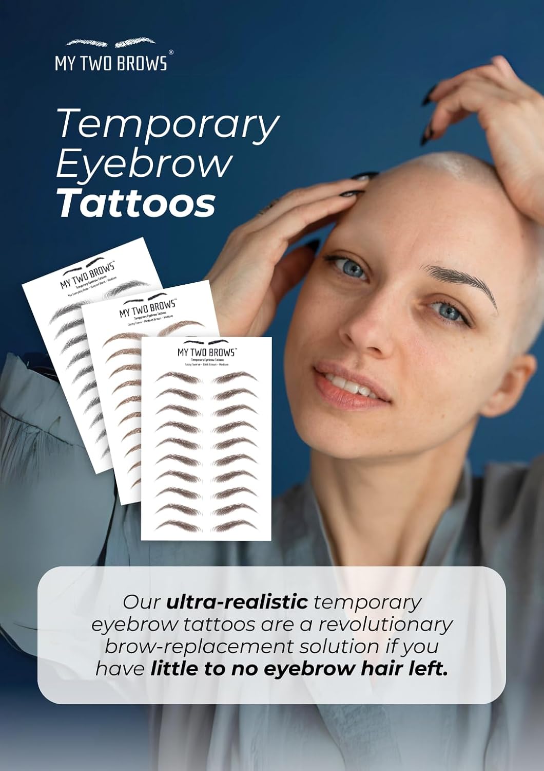 (10 pairs) Natural Gray Temporary Eyebrow Tattoo - Extra Small Size - Waterproof & Smudgeproof - Sassy Swerve Style Eyebrow Stickers - Sheet Lasts up to 30 Days - Won't Work on Existing Brows
