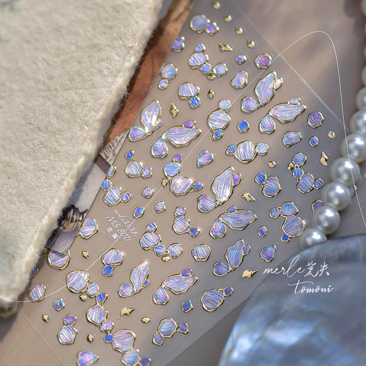 Purple Nail Stickers Irregular Shape Nail Art Decals Golden Edge with Design Nails Art Decals Self Adhesive Ombre Nails Decal Supply 5D Embossed for Women Girls Kid Manicure DIY Charms Decoration