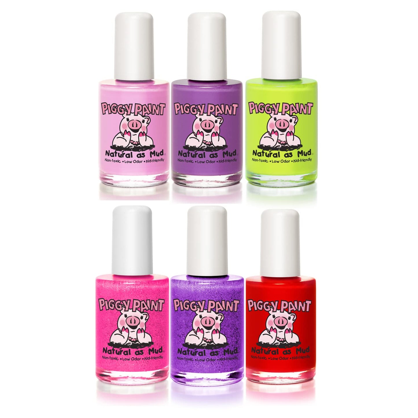 Piggy Paint | 100% Non-Toxic Girls Nail Polish | Safe, Cruelty-free, Vegan, & Low Odor for Kids | Loud & Proud (6 Polish Set)