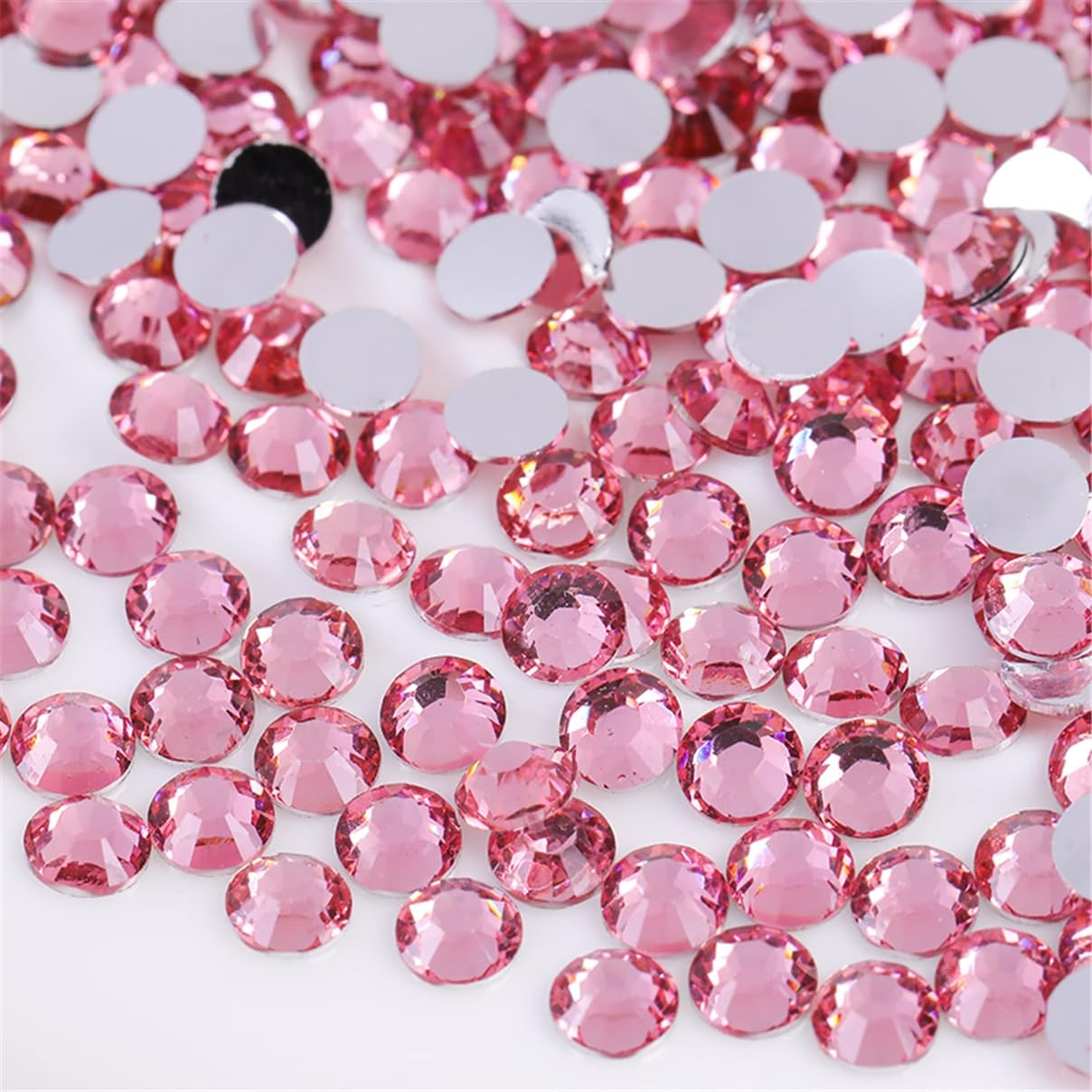 3000 Pieces SS6 2mm Flatback Rhinestones Clear Glass Round Gems Crystals for Nail Art DIY Crafts Clothes Shoes Bags （Pink）