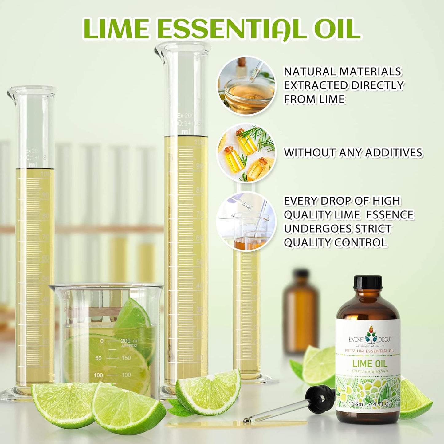 EVOKE OCCU Pure Lime Essential Oil for Diffuser, Aromatherapy, Hair and Candles Making - 4 Fl Oz