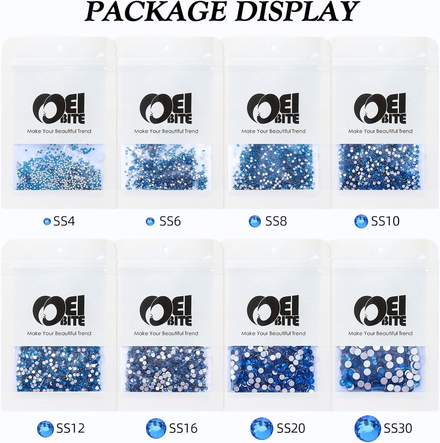Capri Blue Flatback Rhinestones, Glass Rhinestones for Nail Art and Craft, Glue Fix, Loose Crystal Gemstones(Capri Blue, SS16, 1440pcs, 3.8-4.0mm)