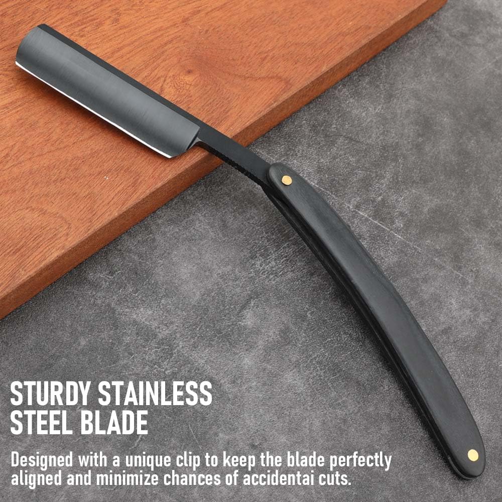 Straight razors for men,Straight Edge Barber Razor Premium Stainless Steel Shaver Razor with Shaving Strop for Men Home (NO.179-1)
