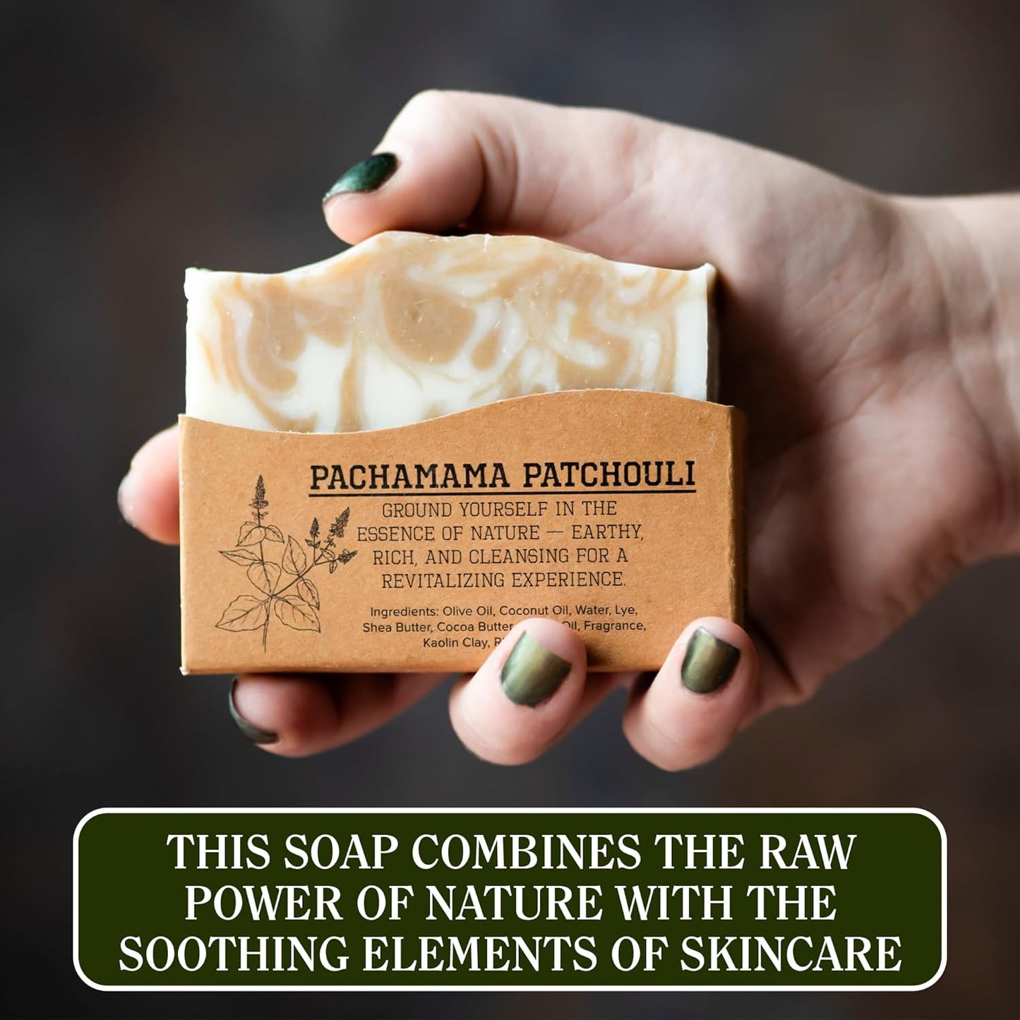 CompassSoap Pachamama Patchouli | Natural Bar Soap for Men & Women | Body & Face Soap Bar for Women and Men | Minimalist & Gentle Lather| Natural Bath Soap, Paraben & Phthalate Free|5 oz Pack of 2