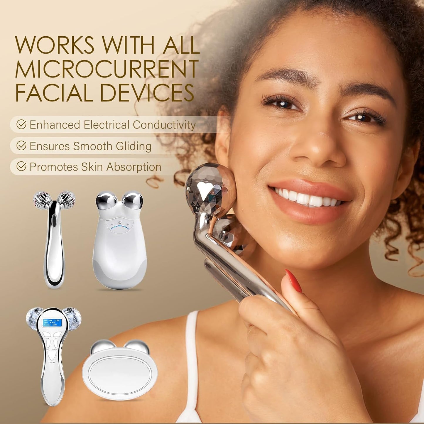 Microcurrent Conductive Gel Hydrating Collagen Leave-On Primer for Face Conductivity Gel with Hyaluronic Acid Snail Mucin Centella Asiatica Fragrance-Free Paraben-Free Work with Facial Device