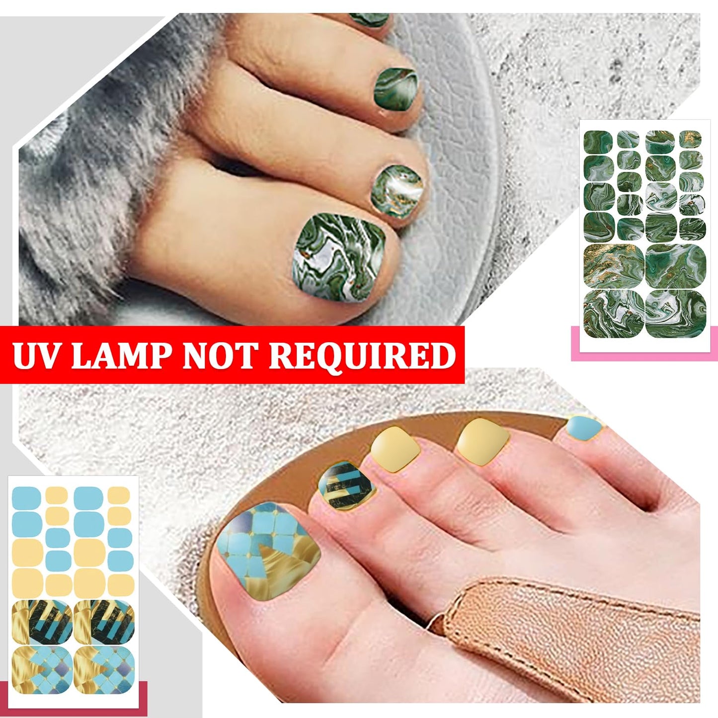 SILPECWEE 20 Sheets Toe Nail Stickers Full Nail Wraps for Toes Marble Toenail Polish Strips Gel Nail Strips Self Adhesive Toenails Polish Stickers Nail Art with 1pc Nail File