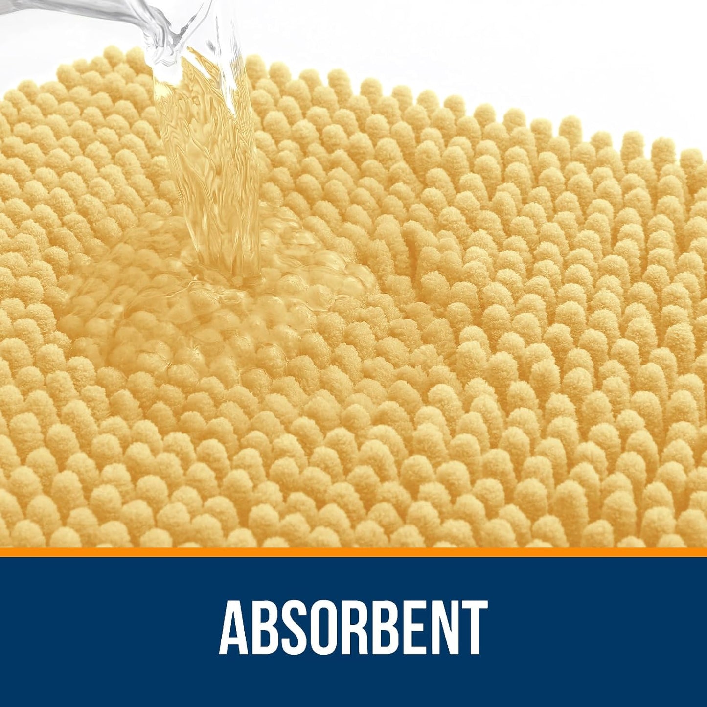 OLANLY Toilet Rugs U-Shaped 24x20, Extra Soft Absorbent Chenille Contour Bathroom Rugs for Toilet, Dry Quickly, Machine Washable, Non-Slip Bath Mat, Yellow