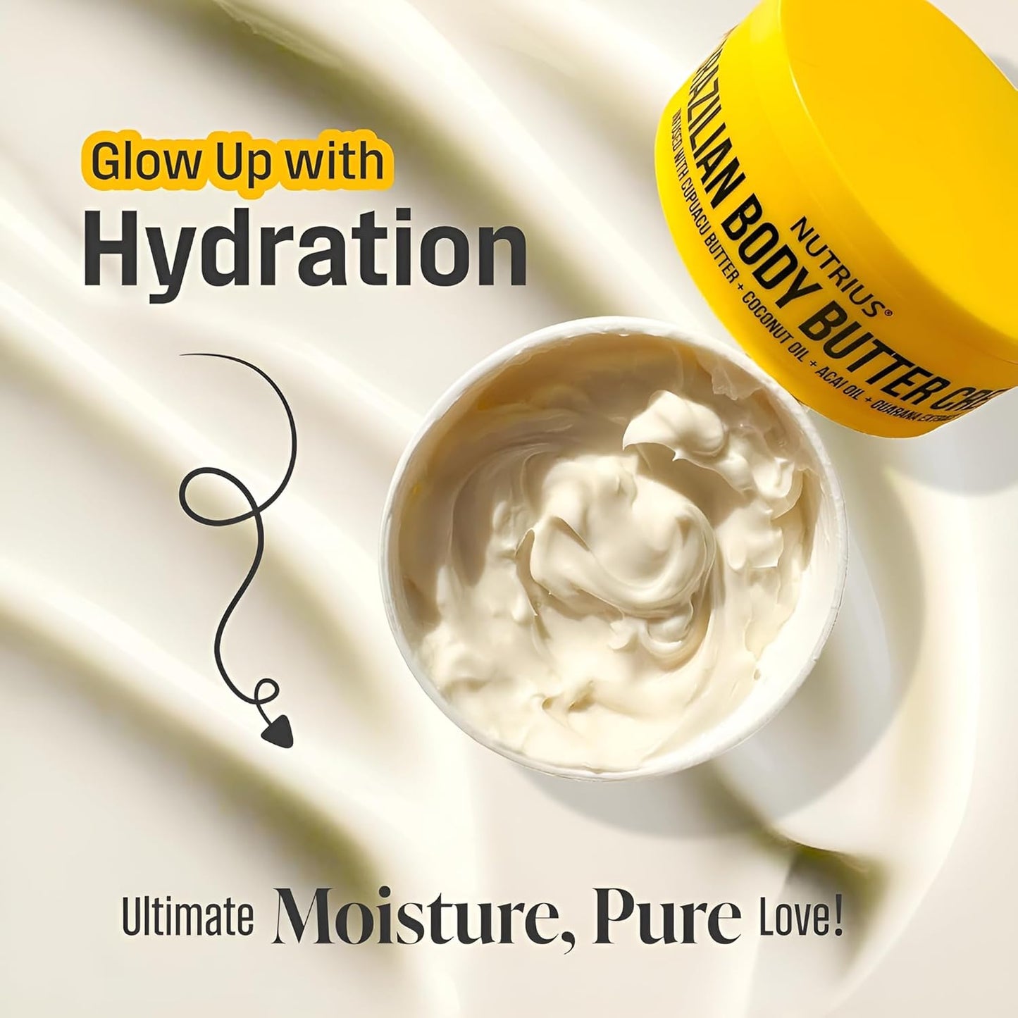 Brazilian Body Butter Cream 3-Pack – Cupuaçu Butter Infused Lotion for Deep Hydration – Includes One 6 fl oz Jar and Two 3 fl oz Travel Sizes – Fast-Absorbing, Non-Greasy, Nourishing Moisturizer