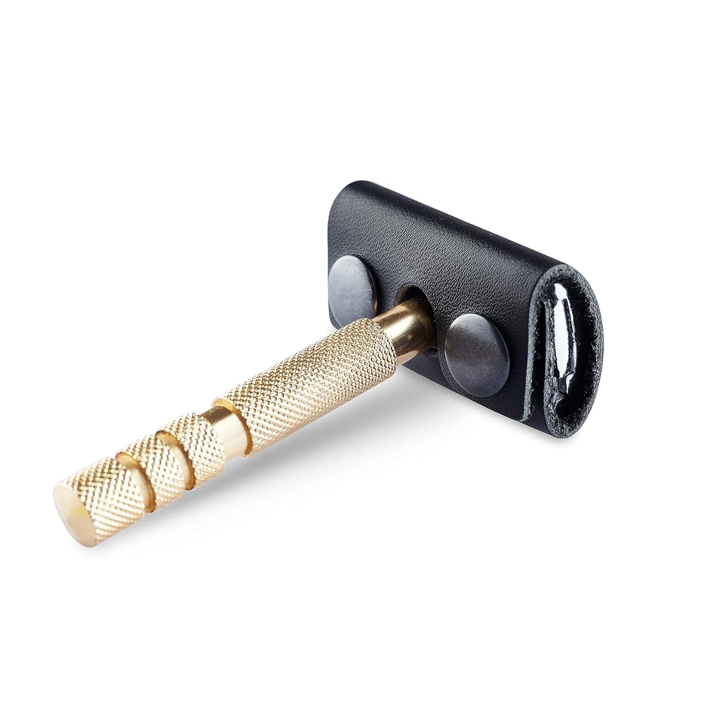 Safety Razor Head Protecting Leather Cover, Genuine Cowhide Leather Double Edge Safety Razor Case Accessories for Travel, Butterfly Razor Case (Black)