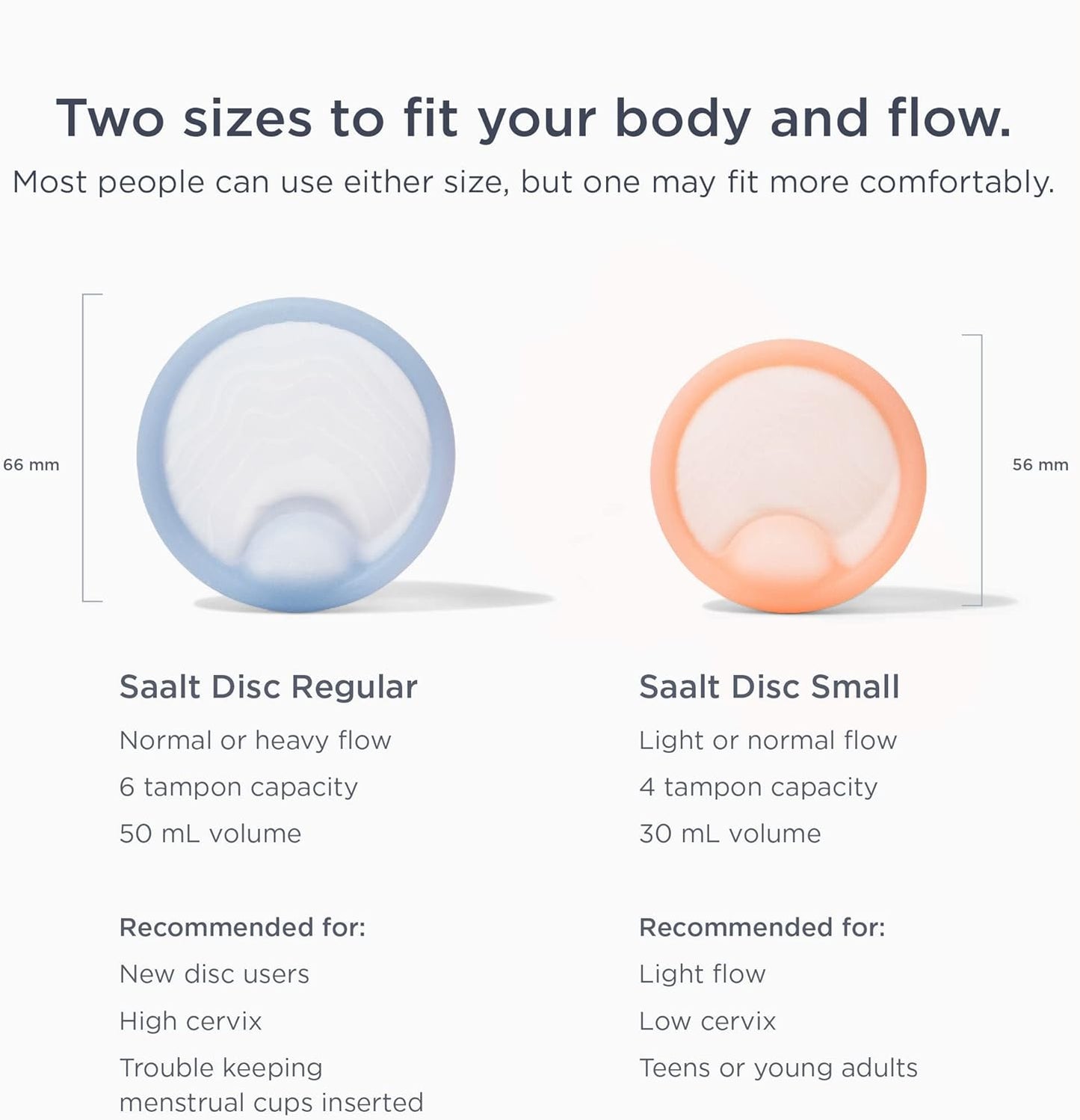 Saalt Menstrual Disc - Soft, Flexible, Reusable Medical-Grade Silicone - Wear 12 Hours - Removal Notch - Two Sizes - Menstrual Cup or Tampon Alternative - Made in USA - Lasts 10 Years (Blue, Regular)