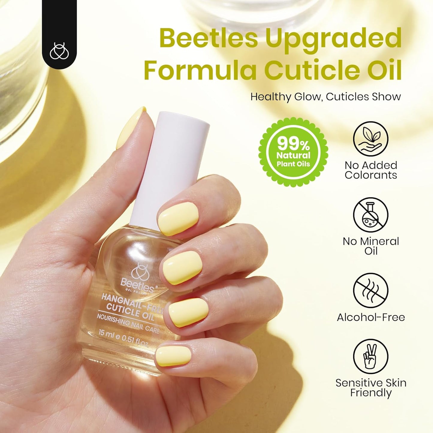Beetles Cuticle Oil for Nail 15ml Almond Fragrance Care with Jojoba Oil & Vitamin E Nail Growth and Repairs Cuticles, Natural Sweet Almond Nourish Skin Salon Gifts for Women