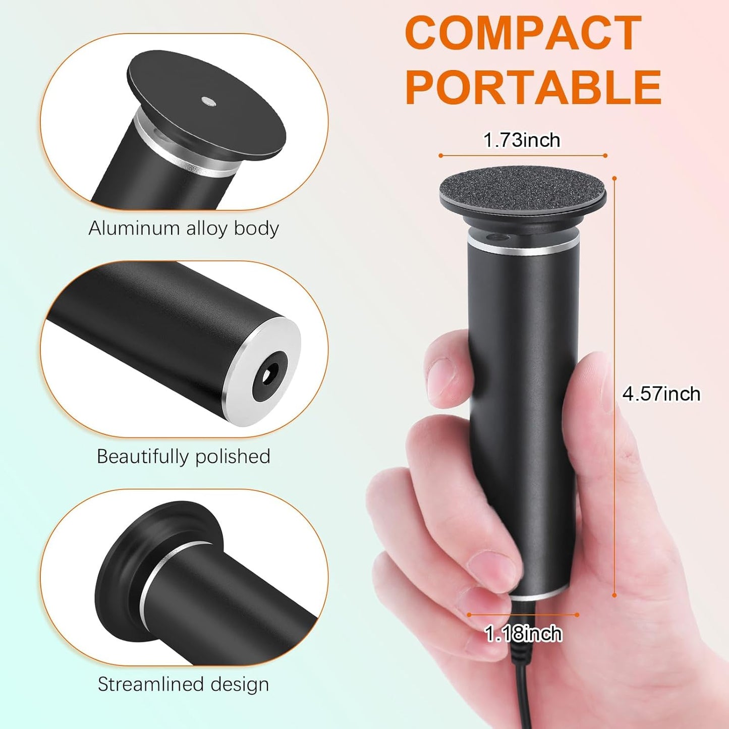 Electric Foot Callus Remover with Hand Callus Remover, Adjustable Speed Professional Electric Foot File Filer Sander Pedicure Tools for Feet Heel Dead Cracked Skin Women Men Use (Black)