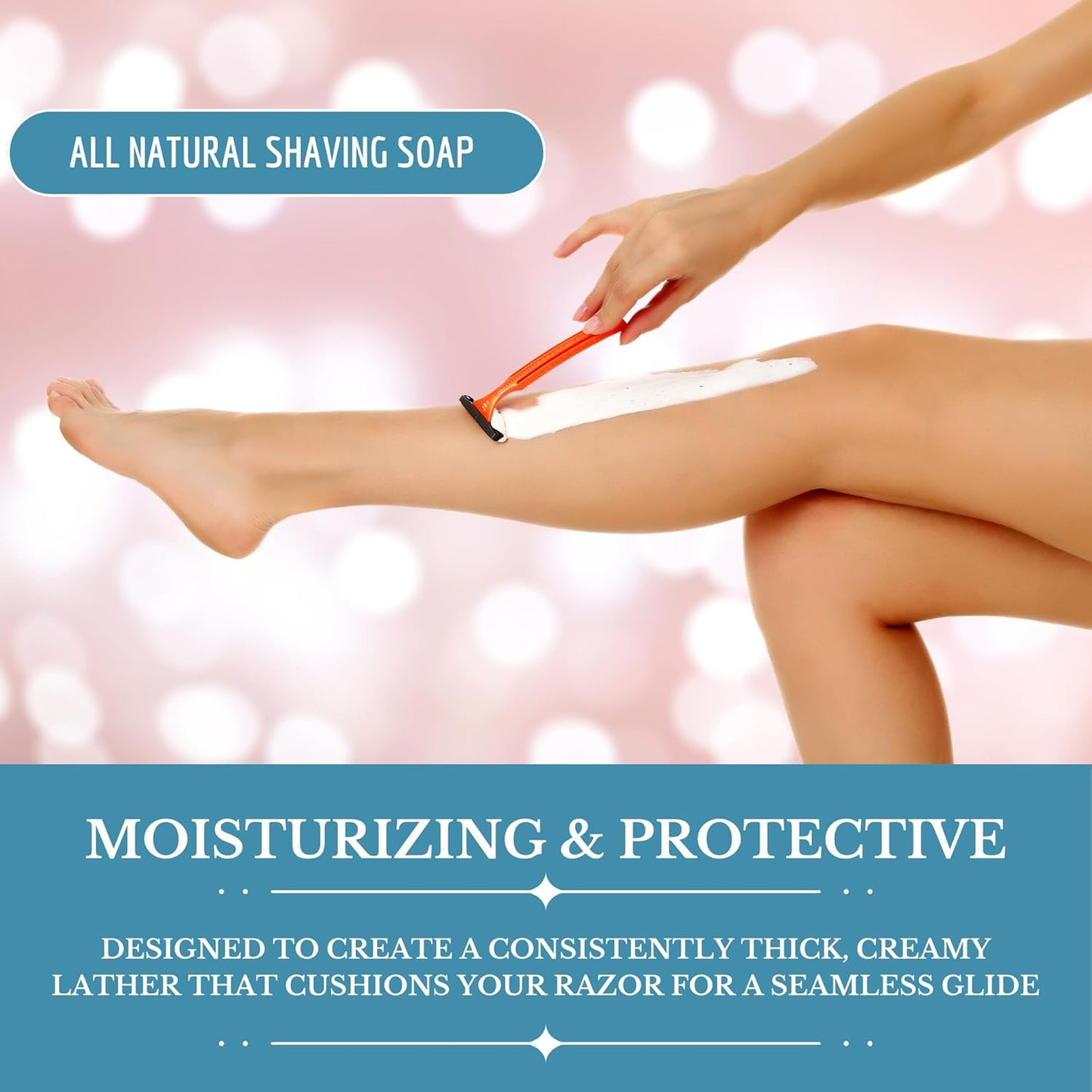 All Natural Shave Soap Set, Fragrance Free Shaving Soap with Shea Butter for Sensitive Skin (3 Pack) (Pack of 3, Womens Unscented)