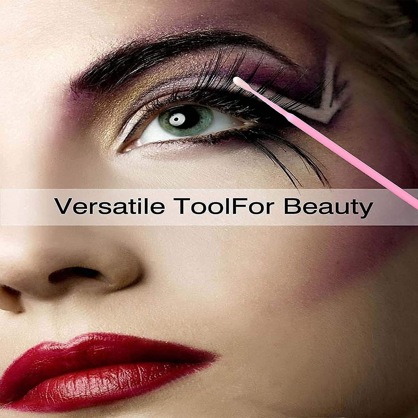 1200PCS Microswabs for Eyelash Extensions，Micro Applicators Brush for Cleaning and Applying Make-up Pink (Head Diameter: 2.0mm)