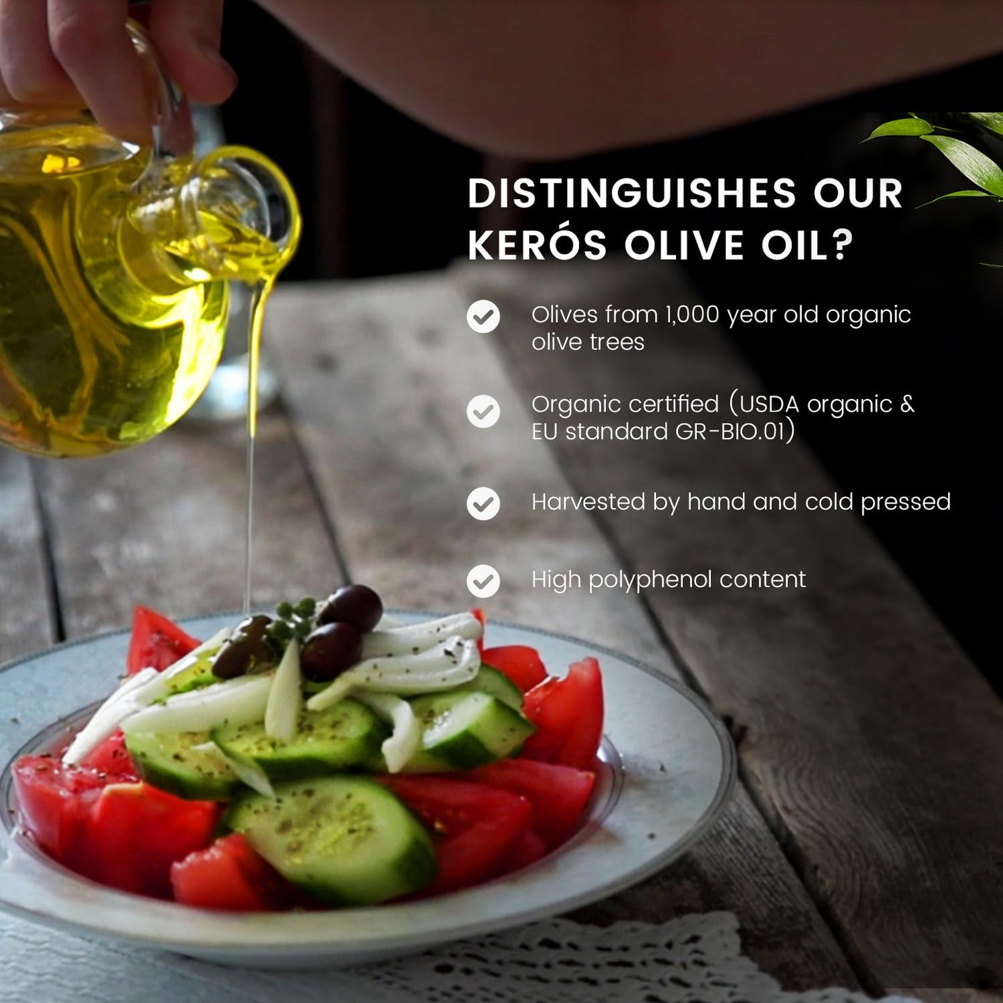 Ancient Foods Keros Greek Organic Extra Virgin Olive Oil – Cold Pressed Olive Oil from Greece, High Phenolic Organic Olive Oil from 1000 Year Old Trees (101oz, 3L)