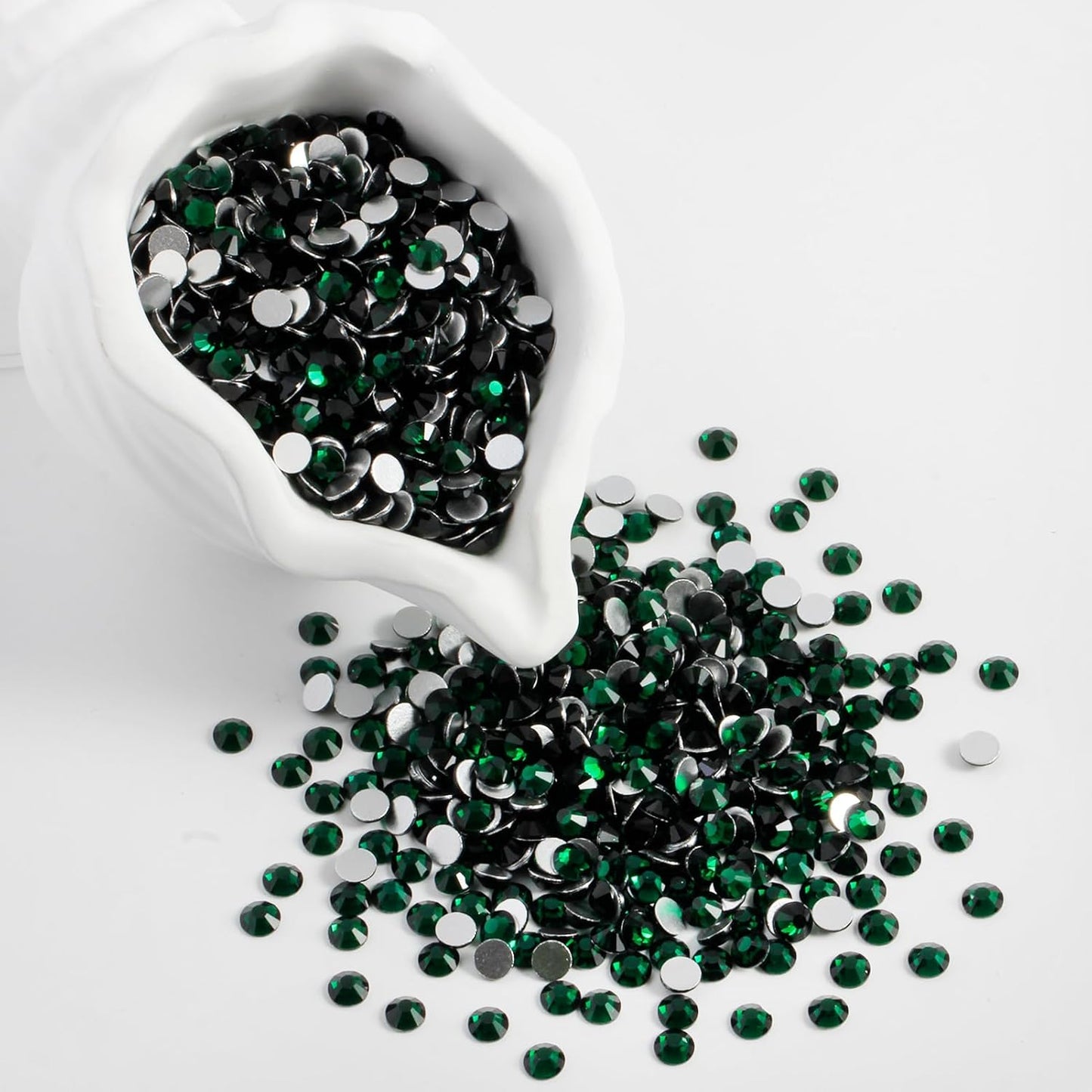 2000PCS SS16 Flatback Rhinestones | 12-Facet Diamond-Cut Glass Gems for Nail Art, Clothing, DIY Crafts |Glue-On Decoration Stones with Silver Backing(Emerald)