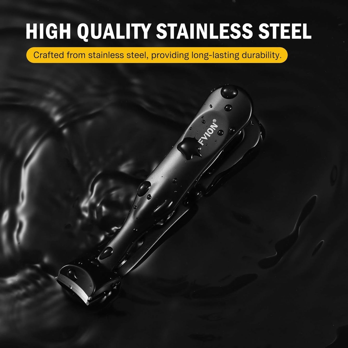 FVION Angled Toenail Clippers for Thick Nails – Extra Large Nail Clippers for Seniors, Heavy Duty Toe Nail Cutter for Men & Women with Catcher and Easy Grip Handle - Black