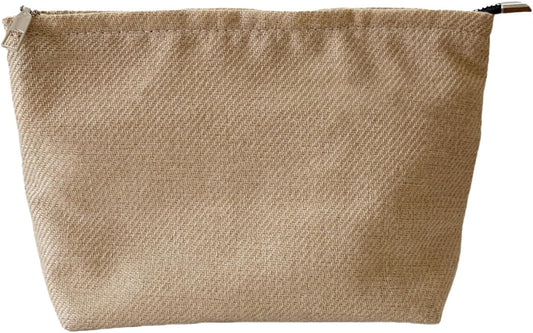 Bohemian Makeup Bag, Jute Cosmetic Bag, Large Zipper Pouch(10.6" * 7.1" * 2.8"), Solid Color Make Up Bag for Women, Perfect for Storing Makeup and Accessories, Makeup Bag for Daily Use Travel Gifting