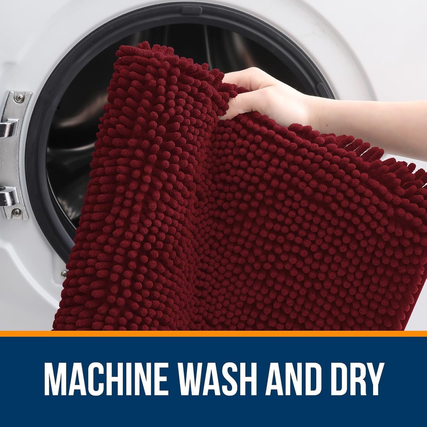 OLANLY Bathroom Rugs 36x24, Extra Soft Absorbent Chenille Bath Rugs, Rubber Backing Quick Dry, Machine Washable Bath Mats for Bathroom Floor, Tub and Shower, Home Decor Accessories, Burgundy