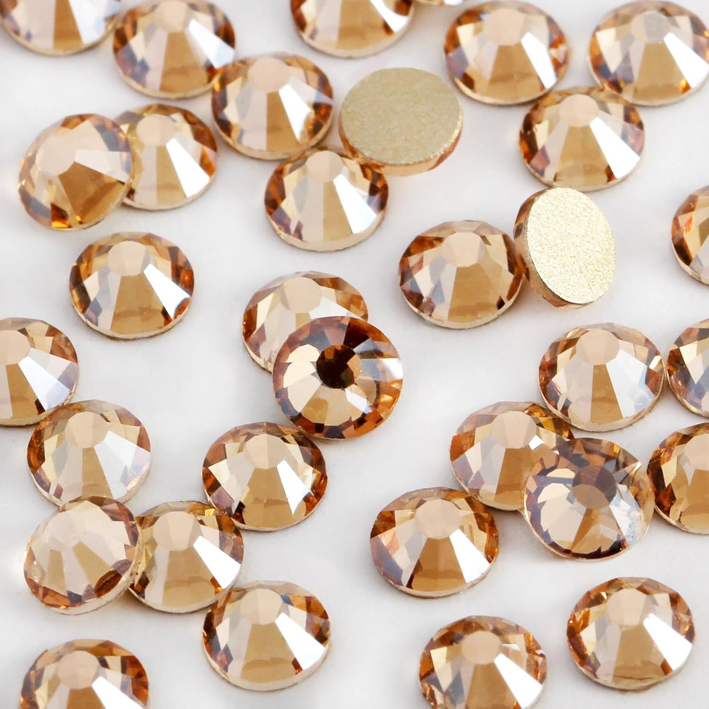 400 PCS SS30 Flatback Rhinestones,12-Facet Diamond-Cut Glass Gems for Nail Art,Clothing,DIY Crafts,Glue-On Decoration Stones with Silver Backing,Golden Shadow