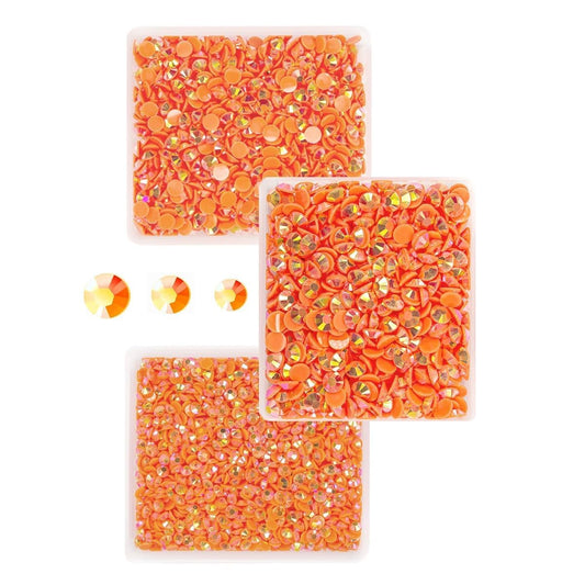 Neon Orange AB Resin Rhinestones for Crafting 3mm 4mm 5mm Orange Red Flatback Jelly Stones SS10 SS16 SS20 Diamonds Gems Charms for Nails Face Eyes Makeup Tumblers Bottles Crafts Clothes Shoes