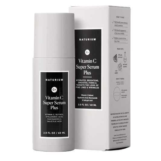 Naturium Vitamin C Super Serum Plus Jumbo, Smoothing Face Care, plus Retinol, Hyaluronic Acid, Niacinamide & Salicylic Acid, 2 oz