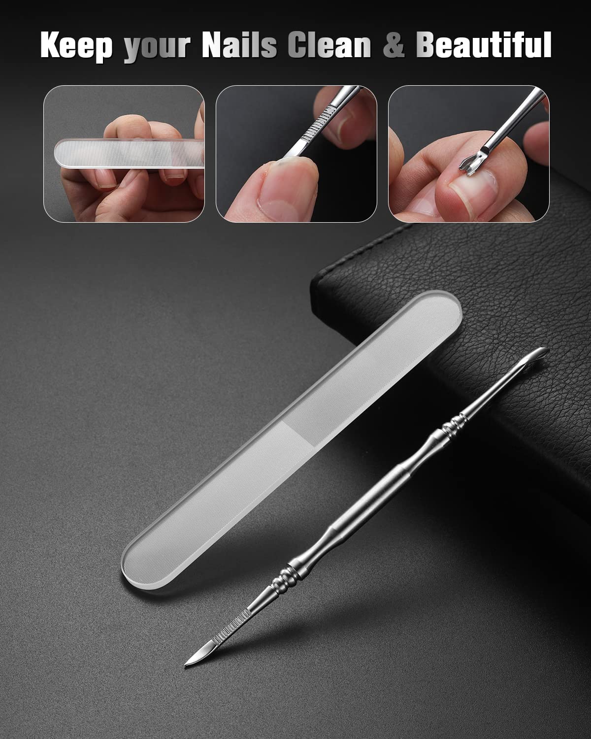 FERYES Pedicure Knife Ingrown Toenail Kit, 7 PCS Professional Pedicure Tool Toenail Grooming Kit, Top Notch Foot Blade, Super Sharp Toenail Clippers (Leather case included)