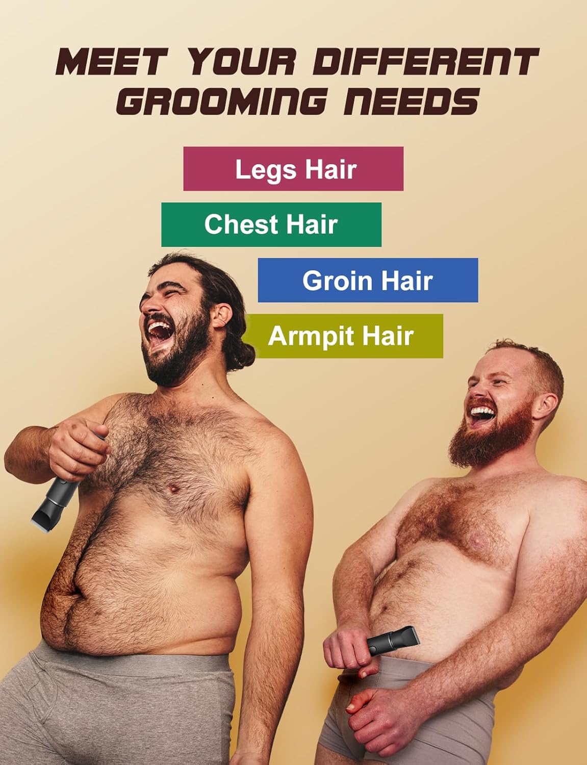 Body Hair Trimmer for Men, Manscape Electric Razor, Versatile Hair Trimmer for Groin, Beard, Nose/Ear Hair, Waterproof & USB-C Rechargeable, Travel Lock