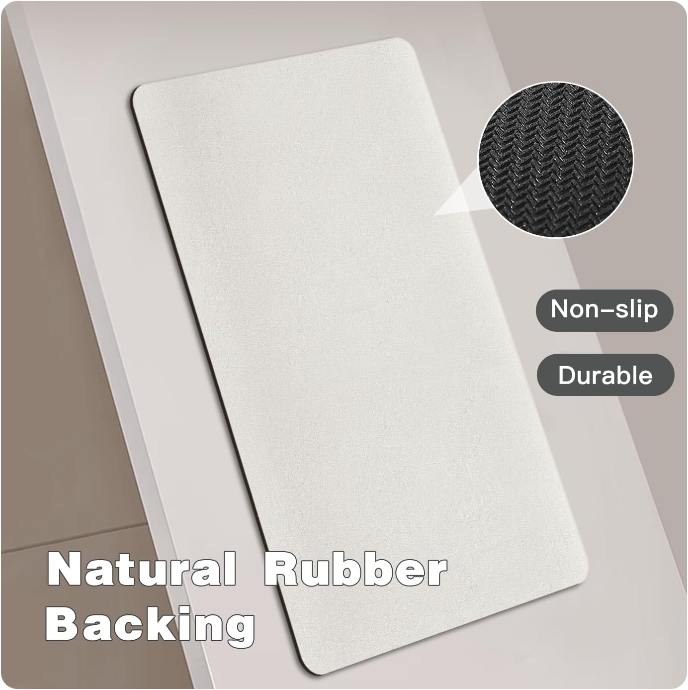 White Bath Mat, Bathroom Rugs Non Slip Washable Thin Absorbent Quick Dry Bath Mat Fits Under Door Bathroom Floor Mat Perfect for Bath, Shower, or Sink 20"x30" White