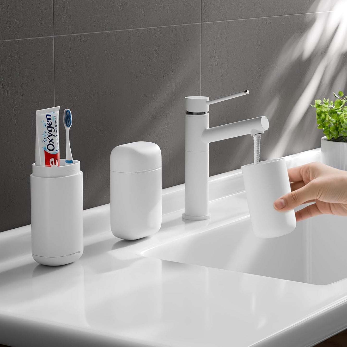 2Pack Travel Soap Case Container, Portable Toothbrush Travel Case with Cup, Tooth Brush Soap Bar Case Set for Traveling, Bathroom, Camping, Gym, White