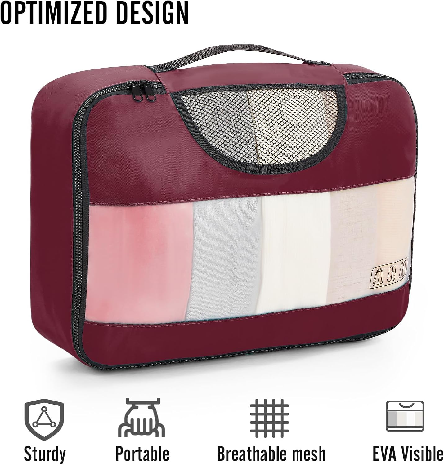 Veken 8 Set Packing Cubes for Travel Essentials, Suitcase Organizer Bags in 4 Sizes, Carry-On Luggage Accessories with Large Laundry & Hanging Toiletry Bag, Must-Have for Airplane, Road Trip & Camping