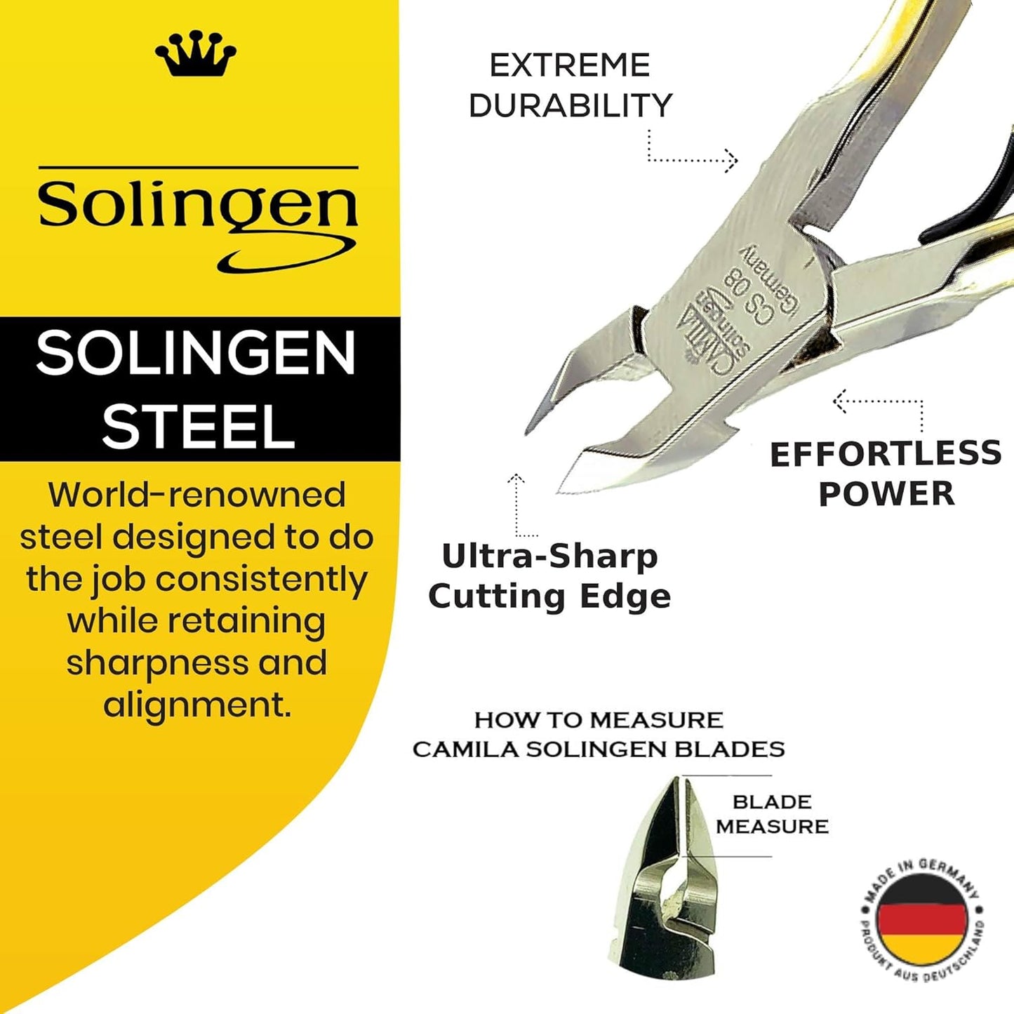 CS08 4" Professional Nail Cuticle Trimmer from Solingen, Germany Best Stainless Steel, Anti-corrosive. Perfect Tool for Manicure and Pedicure. Premium Cuticle Cutter (5mm Blade)