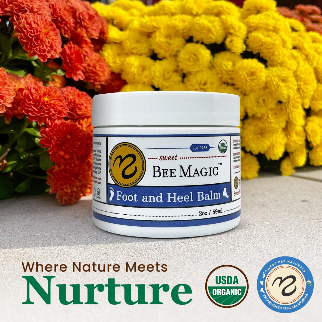 Sweet Bee Naturals Organic All Natural Foot and Heel Balm 3 (2 OZ Jars). For Dry and Cracked Feet Repair. Organic Salve Moisturizer for Heel Care & Callus Treatment. Made in USA. 3 Jars (6 OZ)