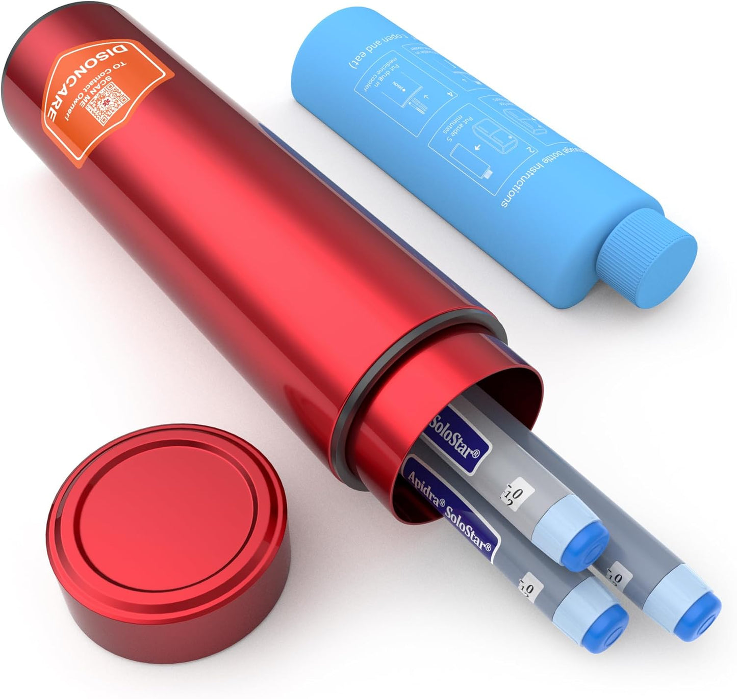 DISONCARE Odyssey 60H 3 Insulin Pens Cooler Travel Case Medication Cooler for Travel TSA Approved Diabetic Insulina EpiPen Carry Case Medicine Travel Cooler Bag Ice Pack with Medical Alert Tag(Red)