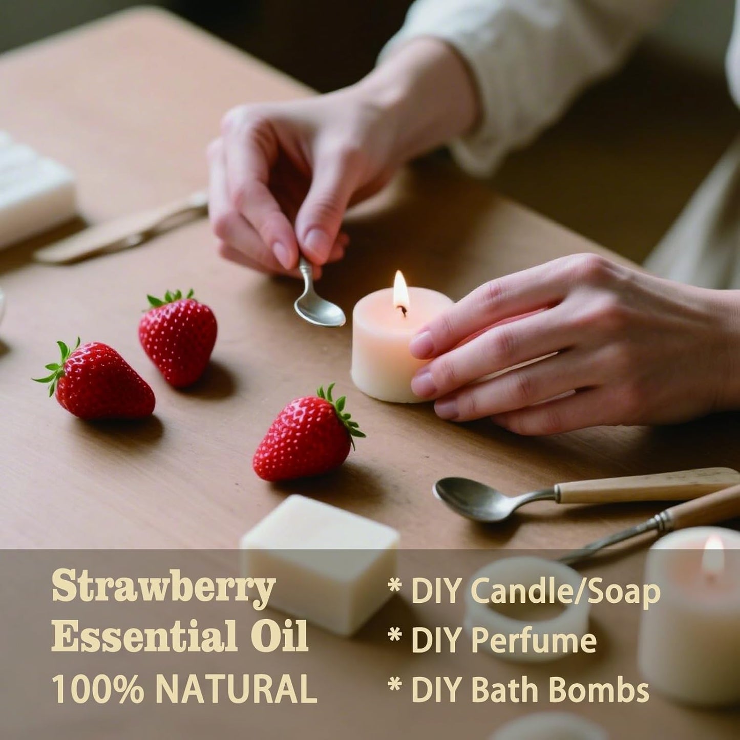 Strawberry Essential Oil-Strawberry Fragrance Oil 4.33oz (130ml)-100% Pure Natural Scent for Diffusers, Candles, Soap Making & Aromatherapy-Relaxing Home & Gift Essential Oil for Bath, Massage