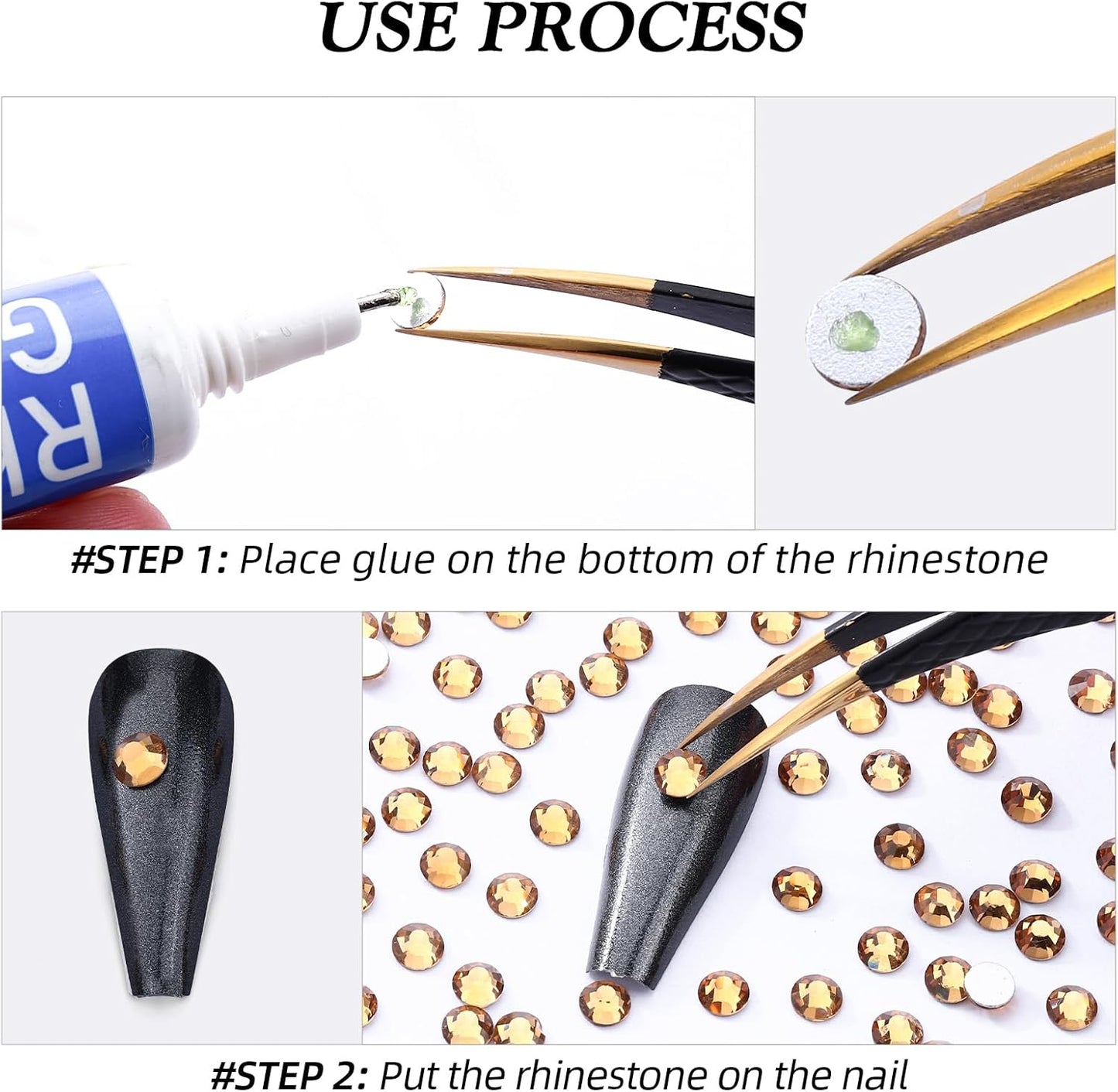 Topaz Flatback Rhinestones, Glass Rhinestones for Nail Art and Craft, Glue Fix, Loose Crystal Gemstones(Topaz, SS20, 1440pcs, 4.6-4.8mm)